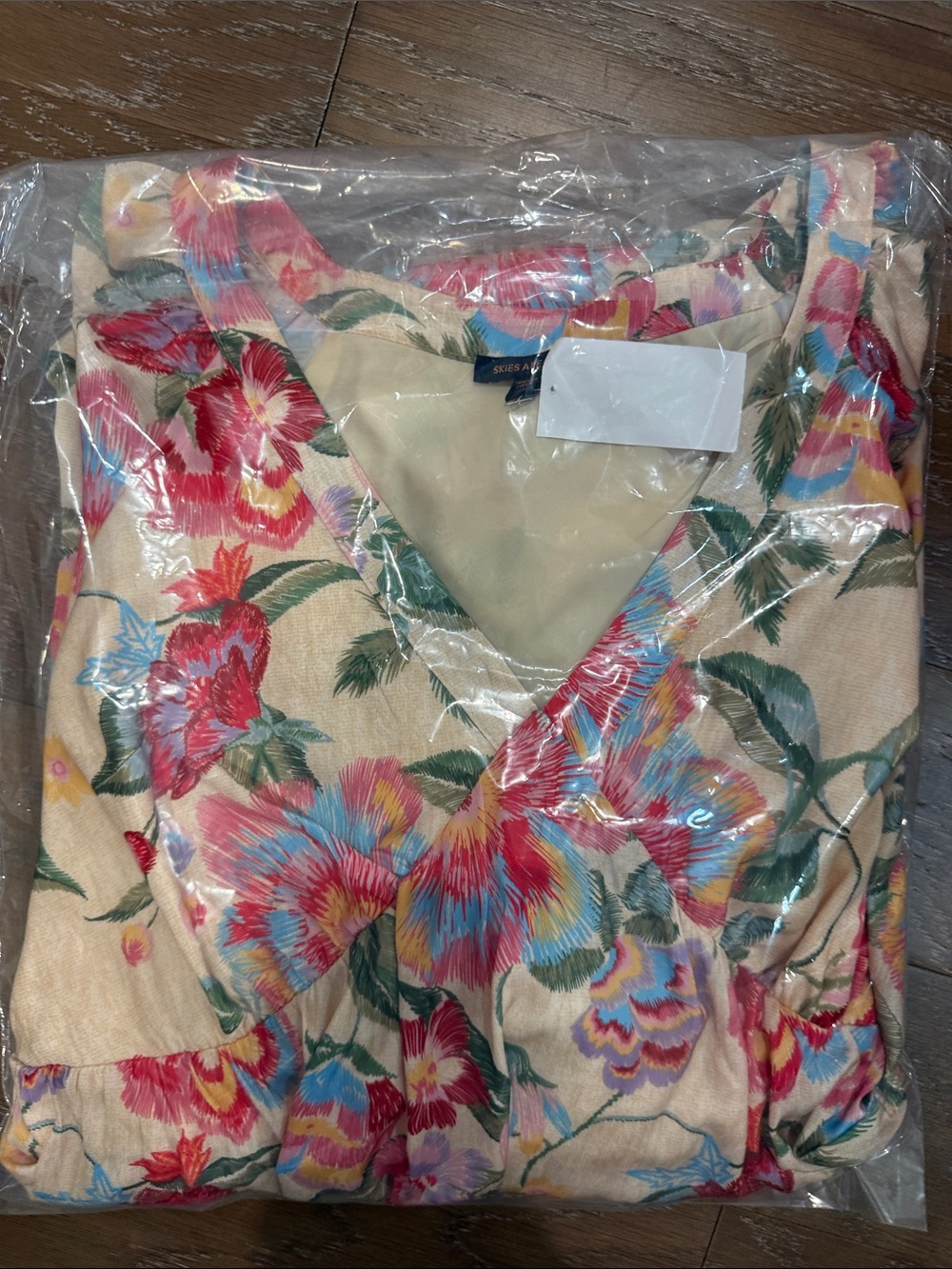 Skies Are Blue Floral Cream Maxi Dress with Pink & Green Blooms - Picture 9 of 9